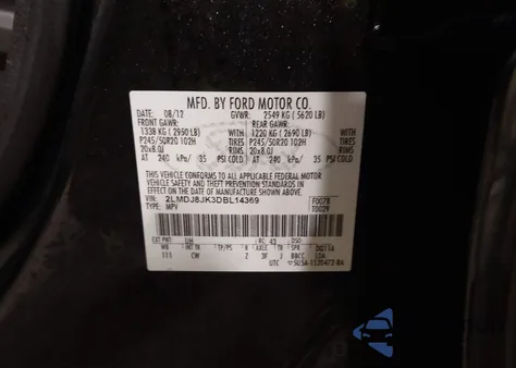 2013 Lincoln Mkx from USA, damaged, VIN 2LMDJ8JK3DBL14369